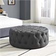 Allora Polyester Fabric Gray Ottoman Round Tufted 40
