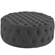 Allora Polyester Fabric Gray Ottoman Round Tufted 40