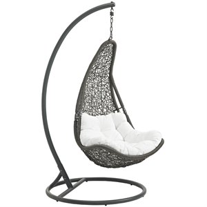 Allora Metal Gray/White Outdoor Swing Chair UV-Resistant 78&quot Unassembled