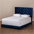 Allora Velvet Modern Button Tufted Velvet Fabric Queen Bed in Navy Blue