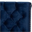 Allora Velvet Modern Button Tufted Velvet Fabric Queen Bed in Navy Blue