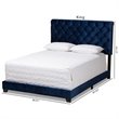 Allora Velvet Modern Button Tufted Velvet Fabric King Bed in Navy Blue