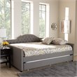 Allora Fabric Tufted Curved Headboard Full Daybed with Trundle in Gray