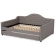 Allora Fabric Tufted Curved Headboard Full Daybed with Trundle in Gray