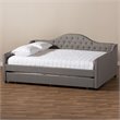 Allora Fabric Tufted Curved Headboard Full Daybed with Trundle in Gray