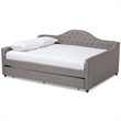 Allora Fabric Tufted Curved Headboard Full Daybed with Trundle in Gray