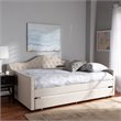 Allora Fabric Tufted Curved Headboard Full Daybed with Trundle in Light Beige