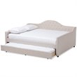 Allora Fabric Tufted Curved Headboard Full Daybed with Trundle in Light Beige