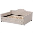 Allora Fabric Tufted Curved Headboard Full Daybed with Trundle in Light Beige