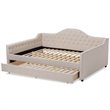 Allora Fabric Tufted Curved Headboard Full Daybed with Trundle in Light Beige