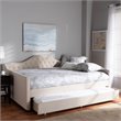 Allora Fabric Tufted Curved Headboard Full Daybed with Trundle in Light Beige