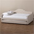Allora Fabric Tufted Curved Headboard Full Daybed with Trundle in Light Beige