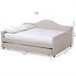 Allora Fabric Tufted Curved Headboard Full Daybed with Trundle in Light Beige