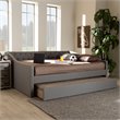 Allora Full Size Light Grey Upholstered Daybed with Trundle