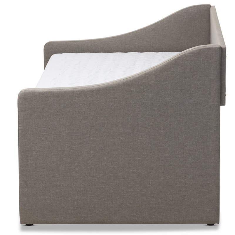 Allora Modern Fabric Upholstered Daybed with Trundle in Gray