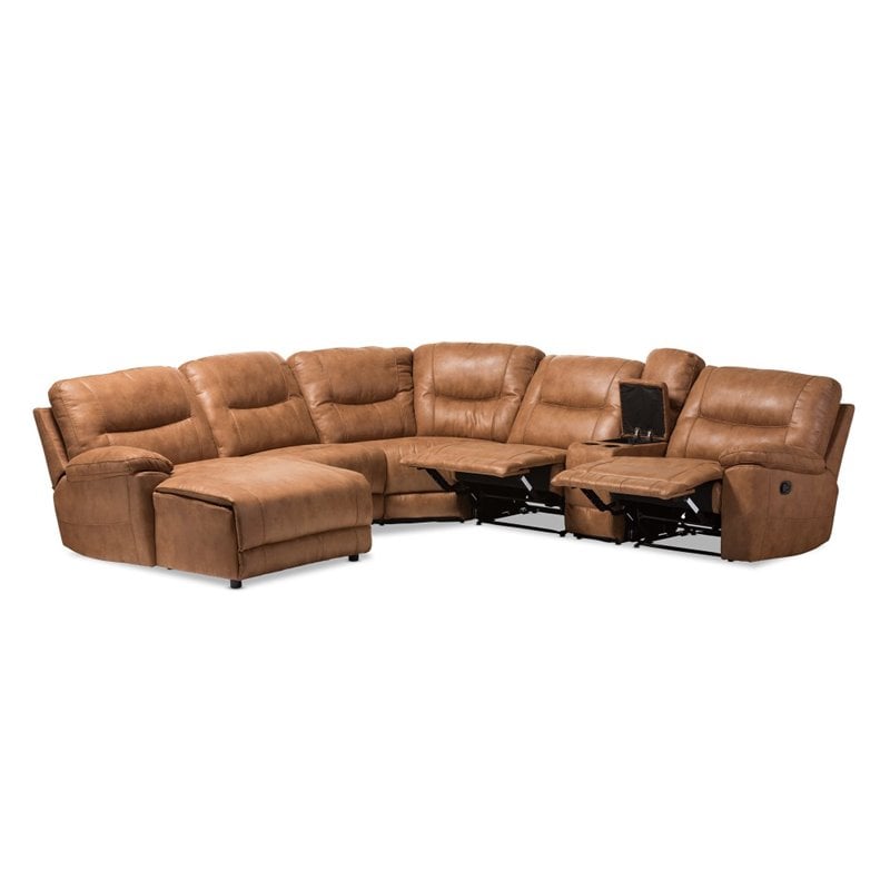 Allora 6 Piece Reclining Sectional Sofa in Light Brown