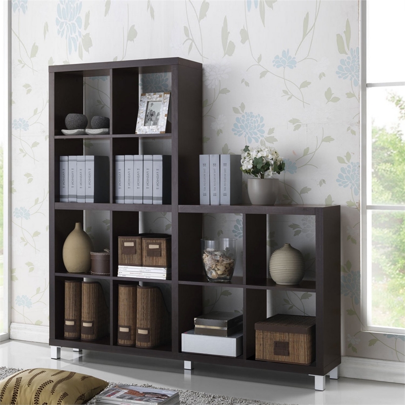 Allora Contemporary 12 Cube Shelving Unit in Dark Brown