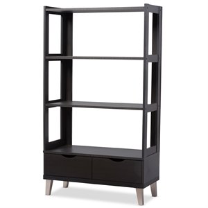 Allora Contemporary 3 Shelf Bookcase in Espresso