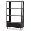 Allora Contemporary 3 Shelf Bookcase in Espresso