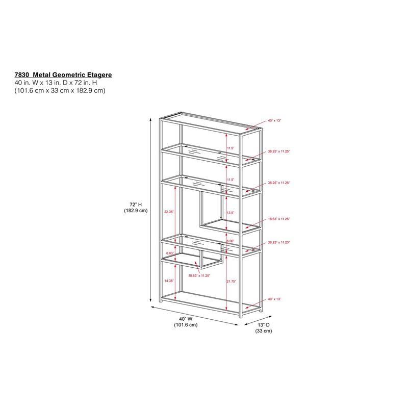 Allora Bookcase Etagere in Black Marble Finish