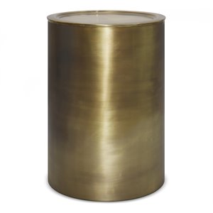 Allora 16&quot Round Cylinder Contemporary Metal Side Table in Gold