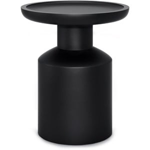 Allora 16&quot Round Contemporary Solid Wood Accent Table in Black