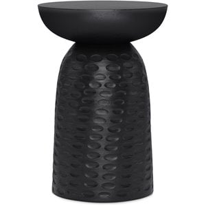 Allora 13&quot Round Contemporary Solid Wood Accent Table in Black