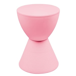 Allora Modern Plastic Ribbed Round Pink Side End Table