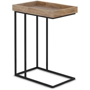 Allora 18&quot Industrial Wood C Side Table in Natural Brown