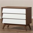 Allora 3 Drawer Chest in White and Walnut Brown