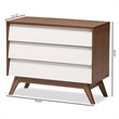 Allora 3 Drawer Chest in White and Walnut Brown