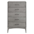 Allora Rubberwood and Wood Grain Veneer 5-Drawers Bedroom Chest in Gray
