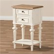 Allora Wood Weathered Oak and White Nightstand Rectangular French Provincial Style 25.59