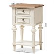 Allora Wood Weathered Oak and White Nightstand Rectangular French Provincial Style 25.59