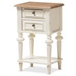 Allora Wood Weathered Oak and White Nightstand Rectangular French Provincial Style 25.59