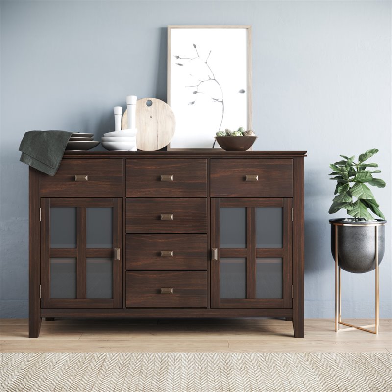 Allora Solid Wood Sideboard Buffet Table in Dark Chesnut Brown