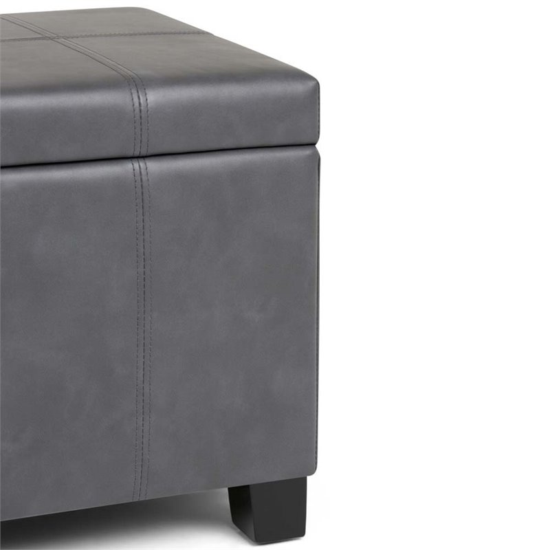 Allora Faux Leather Storage Bench in Stone Gray