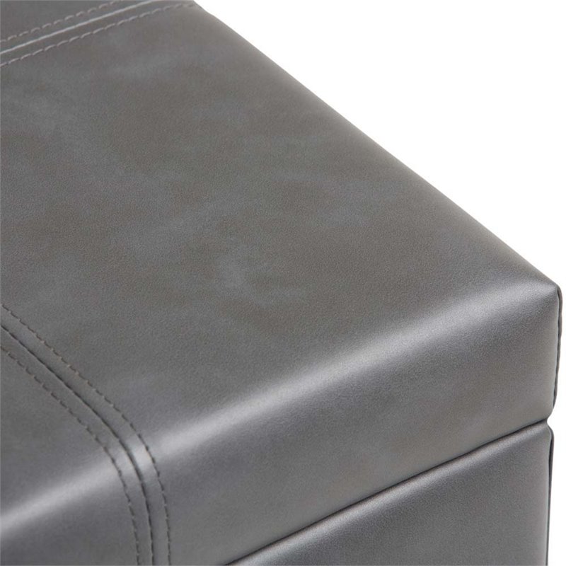 Allora Faux Leather Storage Bench in Stone Gray