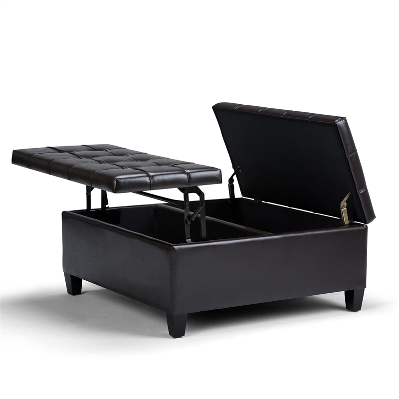 Allora Storage Coffee Table Ottoman in Tanners Brown