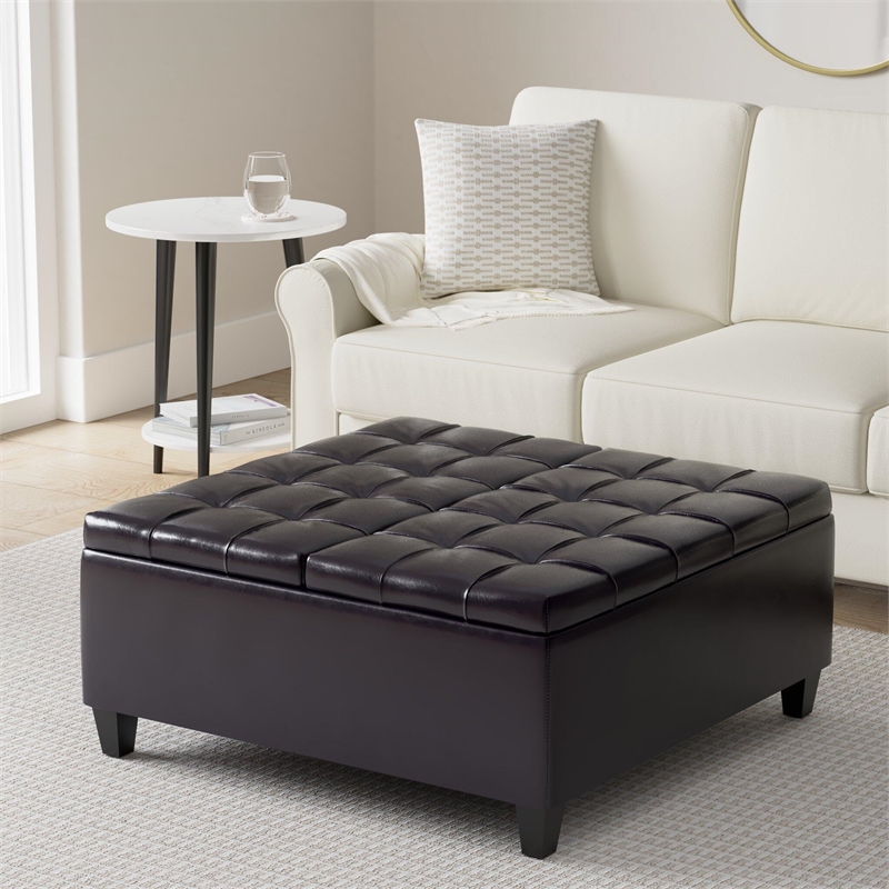 Allora Storage Coffee Table Ottoman in Tanners Brown
