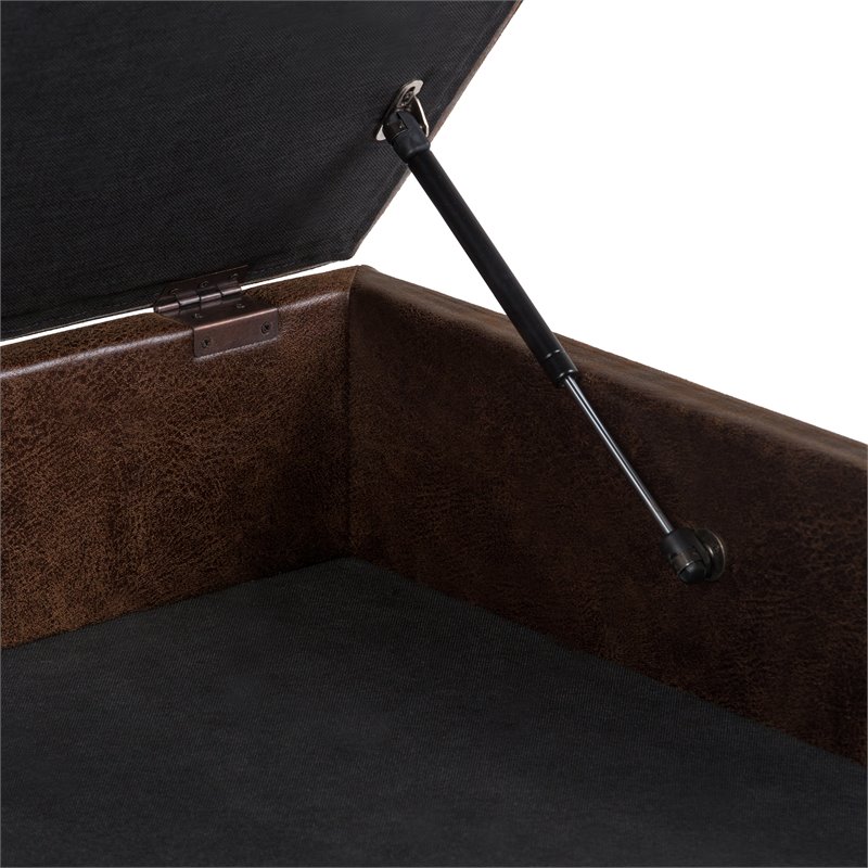 Allora Faux Air Leather Square Coffee Table Ottoman in Chestnut Brown