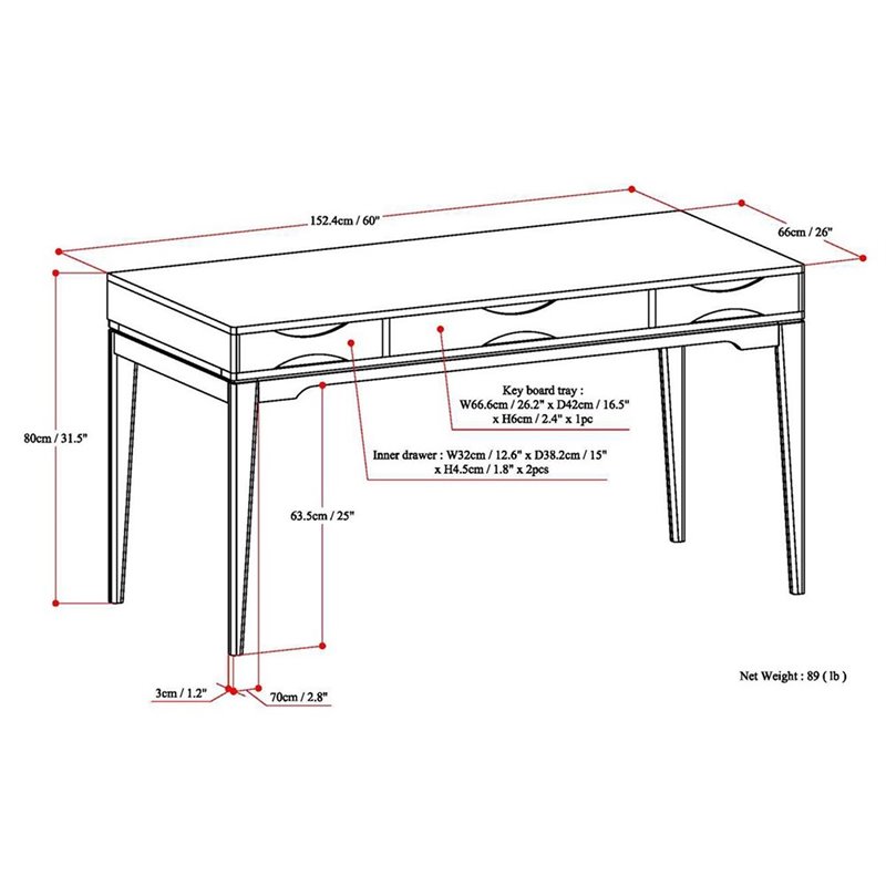Allora Contemporary Computer Desk in Walnut Brown