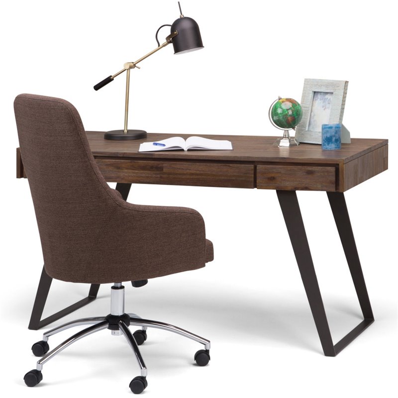 Allora Solid Acacia Wood Desk in Rustic Natural Aged Brown