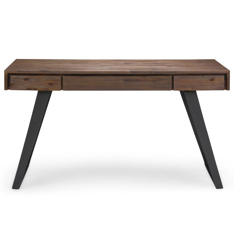 Allora Solid Acacia Wood Desk in Rustic Natural Aged Brown