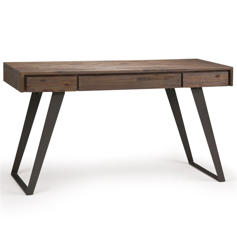 Allora Solid Acacia Wood Desk in Rustic Natural Aged Brown