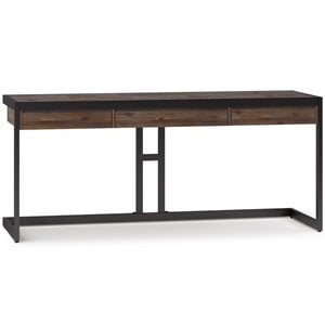 Allora 72&quot Solid Wood Modern Computer Desk in Rustic Aged Brown