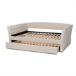 Allora Modern Fabric Upholstered Full Size Daybed with Trundle in Beige