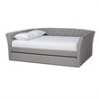 Allora Modern Fabric Upholstered Full Size Daybed with Trundle in Light Gray