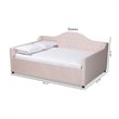 Allora Contemporary Velvet Upholstered Queen Daybed with Tapered Feet in Pink