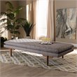 Allora Mid-Century Grey Upholstered Walnut Wood Daybed